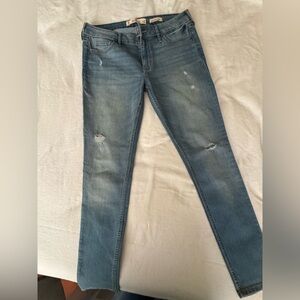 Hollister Blue Skinny Jeans Distressed Vintage Wash